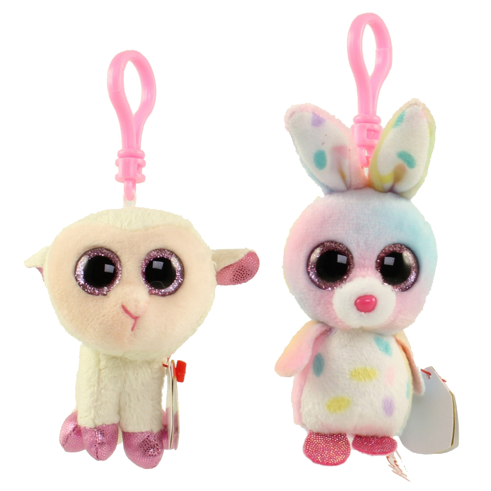 TY Beanie Boos SET of 2 Easter (Twinkle & Bubby) (Plastic Key Clips