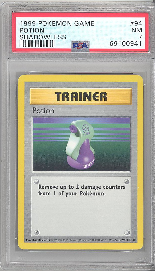 PSA 7 Pokemon Card Base 94 102 POTION Common Shadowless NM