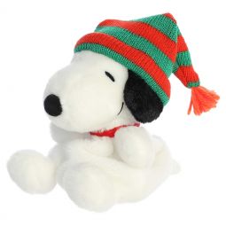 Aurora World Plush - Palm Pals - SNOOPY (Red & Green Hat) (Peanuts - 5 inch) (Pre-Order ships Fall)