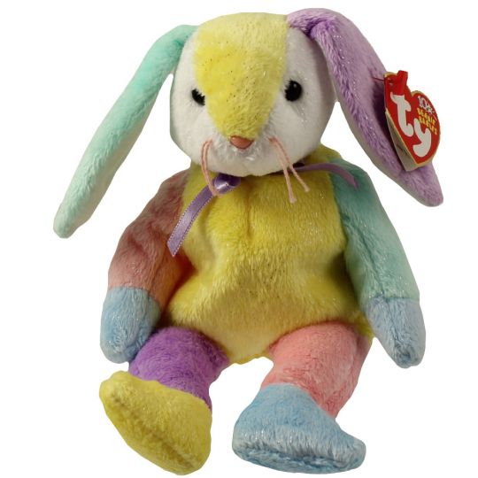 TY Beanie Baby DIPPY the Multi Colored Rabbit Yellow White