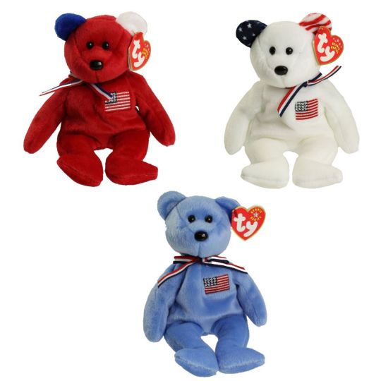 TY Beanie Baby - RED, WHITE & BLUE the Bear (8.5 inch): BBToyStore