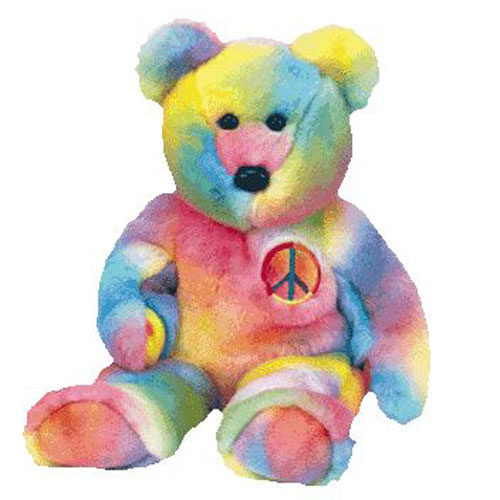 TY Beanie Buddy - PEACE the Ty-Dyed Bear (dark version) (14 inch): BBToyStore.com - Toys, Plush, Cards, Action Figures & Games store sale