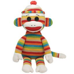 TY Beanie Buddy - SOCKS the Sock Monkey (Stripes) (Medium - 16 inch)