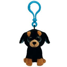 TY Beanie Boos - TUFFY the Rottweiler Dog (Solid Eye Color) (Plastic Key Clip - 3 inch)