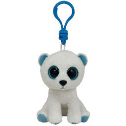 TY Beanie Boos - TUNDRA the Polar Bear (Solid Eye Color) (Plastic Key Clip - 3 inch)