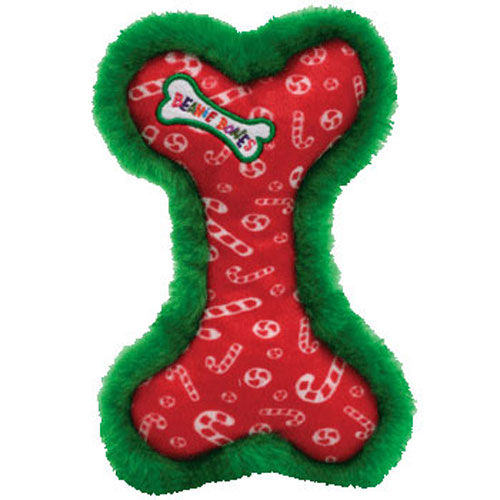 TY Bow Wow Beanies - CANDY CANE the Bone (Red w/ Candy Print & Green Trim)