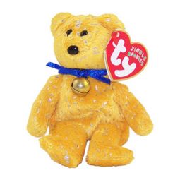 TY Jingle Beanie Baby - DECADE the Bear (Gold) (5.5 inch)