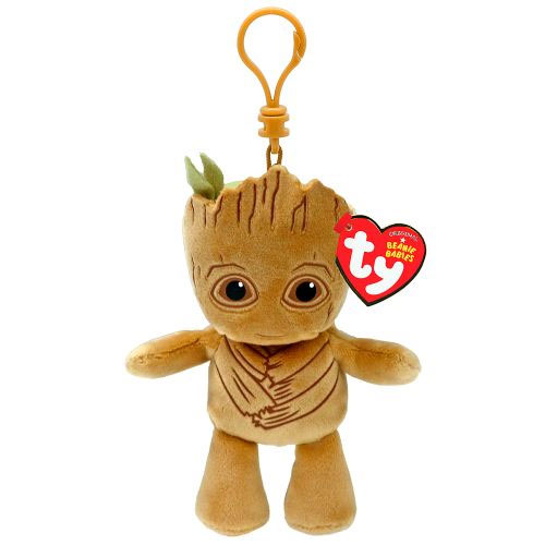 TY Marvel Beanie Baby Clip - GROOT (Plastic Key Clip - 4 inch)