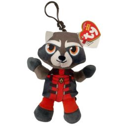 TY Marvel Beanie Baby Clip - ROCKET RACCOON (Plastic Key Clip - 4 inch)