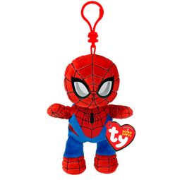 TY Marvel Beanie Baby Clip - SPIDER-MAN (Plastic Key Clip - 4 inch)