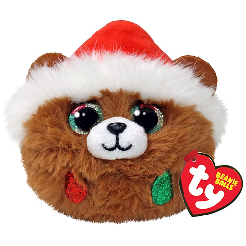 TY Puffies (Beanie Balls) Plush - PUDDING the Christmas Bear (3