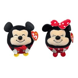 TY Puffies (Beanie Balls) Plushes - SET OF 2 (Mickey & Minnie Mouse)[Disney](3 inch)