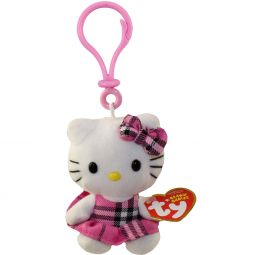 TY Beanie Baby - HELLO KITTY (PINK TARTAN PLAID) ( Plastic Key Clip ) (3 inch)