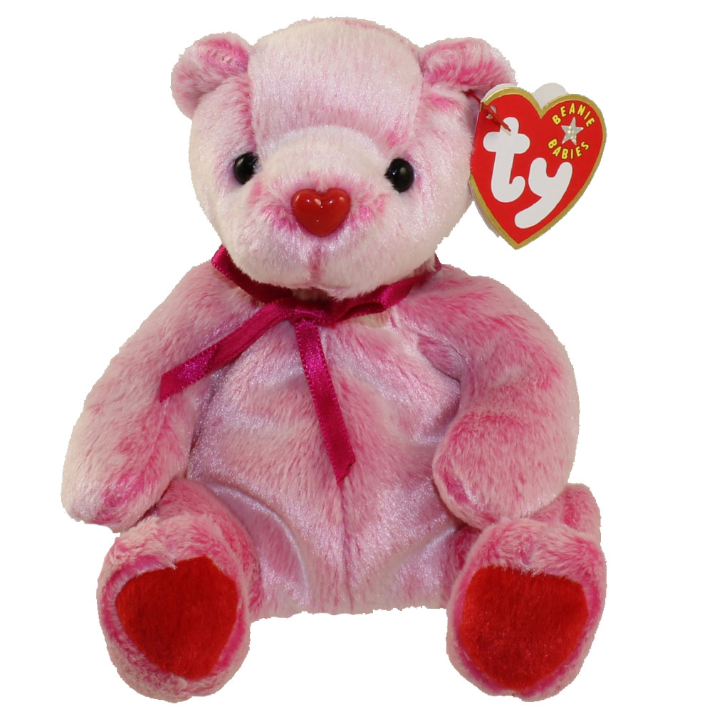 pink beanie baby bear with heart