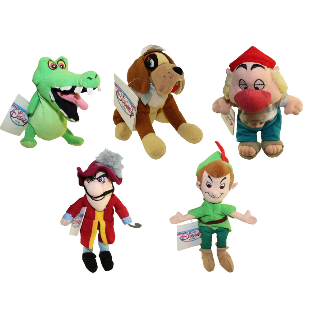 Disney Bean Bag Plush - SET OF 5 Peter Pan (CAPTAIN HOOK,SMEE,NANA,CROCK)