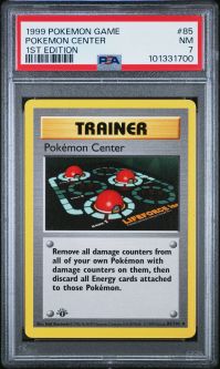 PSA 7 - Pokemon Card - Base 85/102 - POKEMON CENTER (uncommon) *1st Edition* - NM