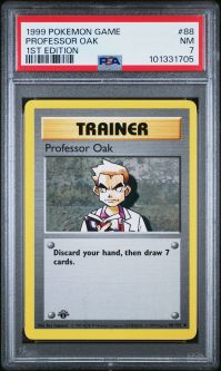 PSA 7 - Pokemon Card - Base 88/102 - PROFESSOR OAK (uncommon) *1st Edition* - NM