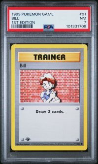 PSA 7 - Pokemon Card - Base 91/102 - BILL (common) *1st Edition* - NM