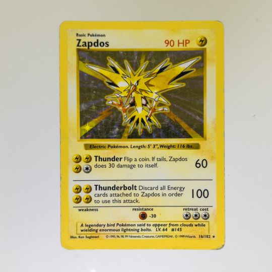 Pokemon Played 1st Edition Shadowless Zapdos 16/102 Holo outlet Card #A2