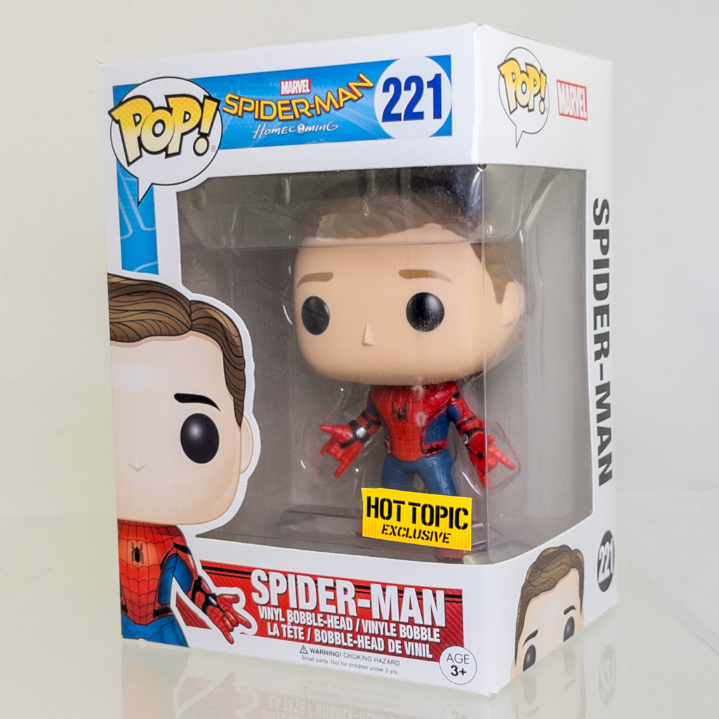 Funko POP! Vinyl Bobble - Spider-Man Homecoming - SPIDER-MAN (Unmasked) #221 (Exclusive) *NON-MINT*