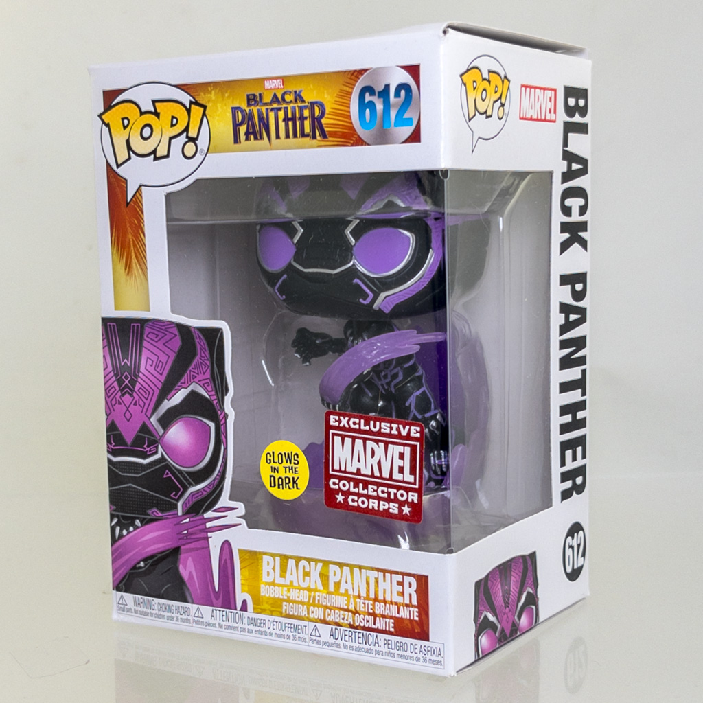 Funko POP! Marvel Black Panther Vinyl Bobble Figure - BLACK PANTHER (GLOW) #612 (Excl) *NON-MINT*