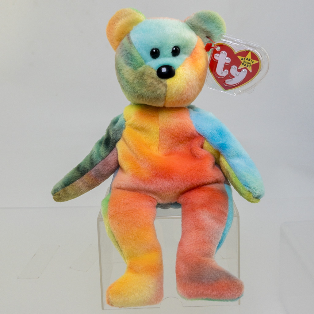 TY Beanie Baby - GARCIA the Ty-Dyed Bear (Pink/Green) (8.5 inch) *MWMT*