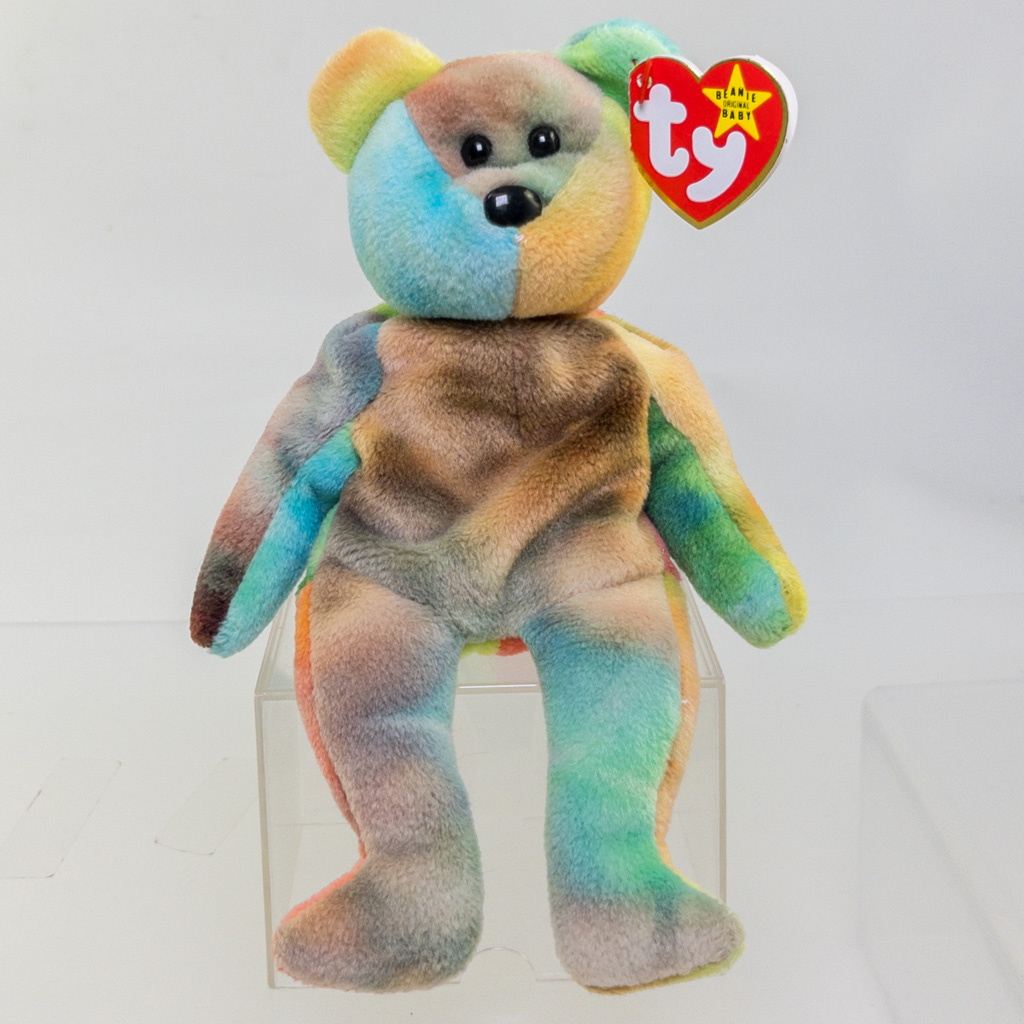 TY Beanie Baby GARCIA The Ty Dyed Bear Brown Blue 8 5 Inch MWMT