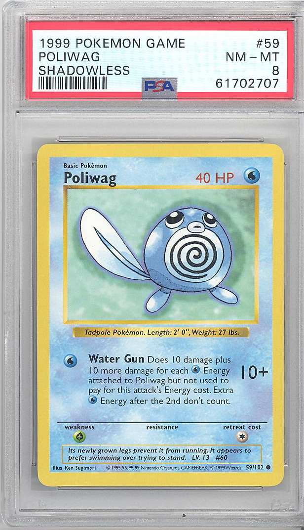 PSA 8 - Pokemon Card - Base 59/102 - POLIWAG (common