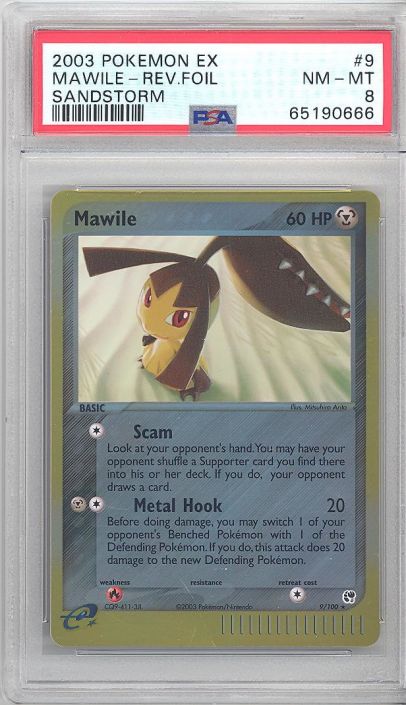 PSA 8 - Pokemon Card - Sandstorm 9/100 - MAWILE (reverse foil) NM-MT