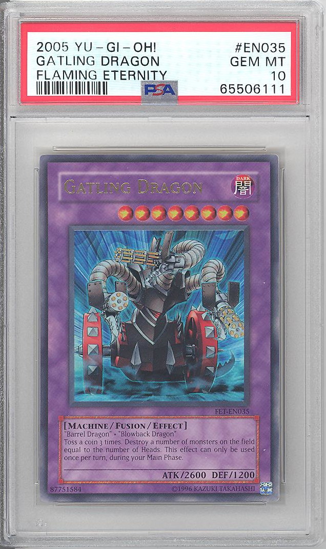 PSA 10 - Yu-Gi-Oh Card - FET-EN035 - GATLING DRAGON (ultra rare holo) GEM  MINT