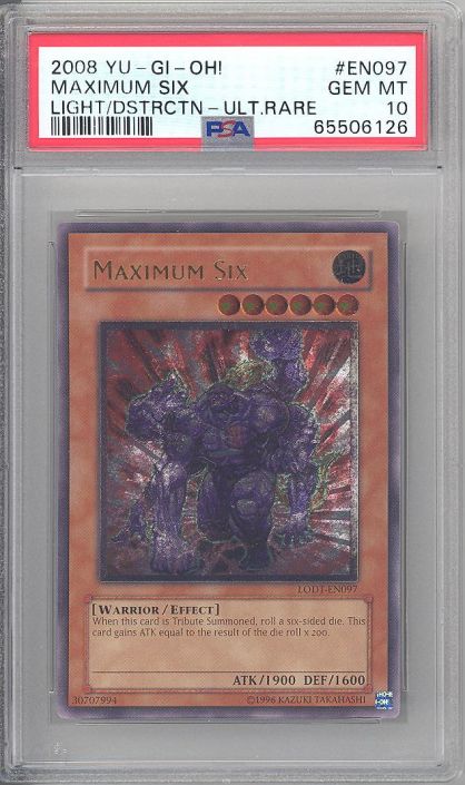 PSA 10 - Yu-Gi-Oh Card - LODT-EN097 - MAXIMUM SIX (ULTIMATE rare holo) GEM  MINT: BBToyStore.com - Toys, Plush, Trading Cards, Action Figures & Games  online retail store shop sale