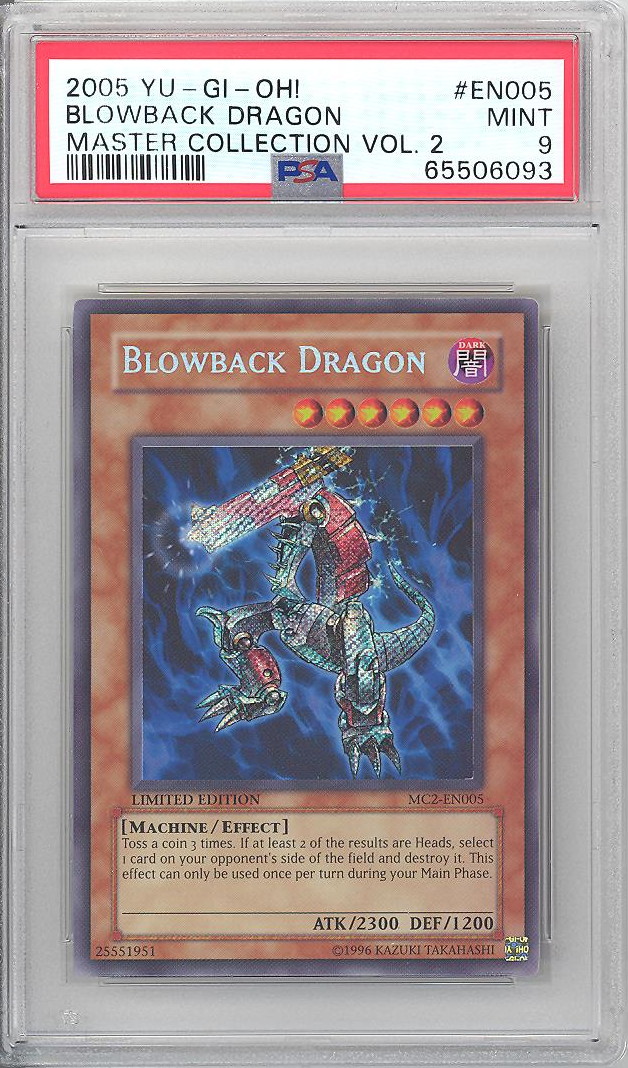 PSA 9 - Yu-Gi-Oh Card - MC2-EN005 - BLOWBACK DRAGON (secret rare holo) MINT