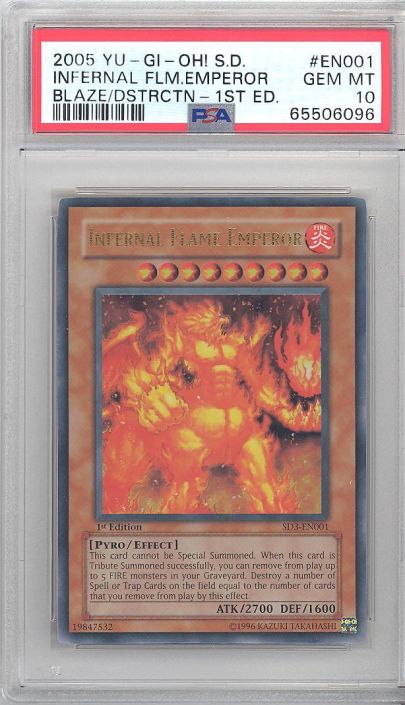 PSA 10 - Yu-Gi-Oh Card - SD3-EN001 - INFERNAL FLAME EMPEROR (ultra rare  holo) GEM MINT:  - Toys, Plush, Trading Cards, Action Figures  & Games online retail store shop sale