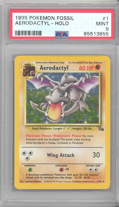 Aerodactyl 1/62 holographic Pokemon Card 