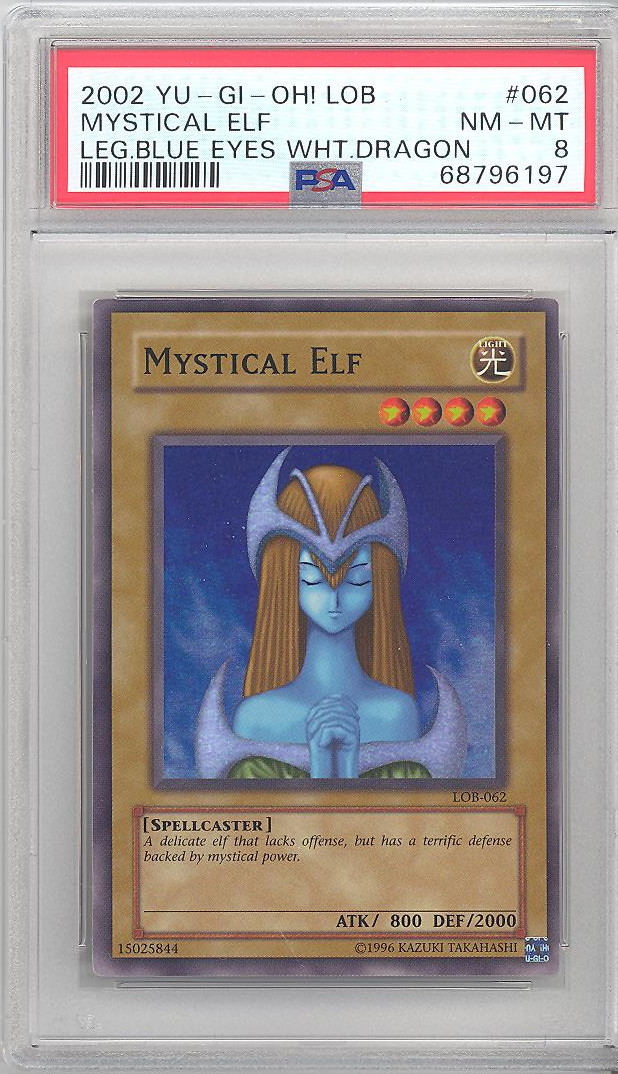 PSA 8 - Yu-Gi-Oh Card - LOB-062 - MYSTICAL ELF (super rare holo