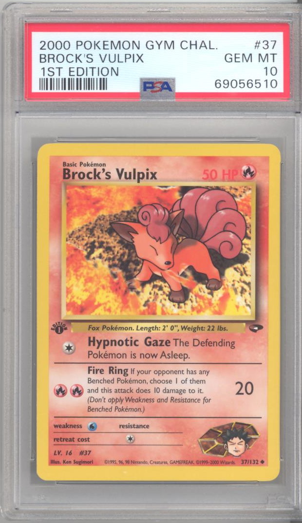 PSA 10 - Pokemon Card - Gym Challenge 37/132 - BROCK'S VULPIX