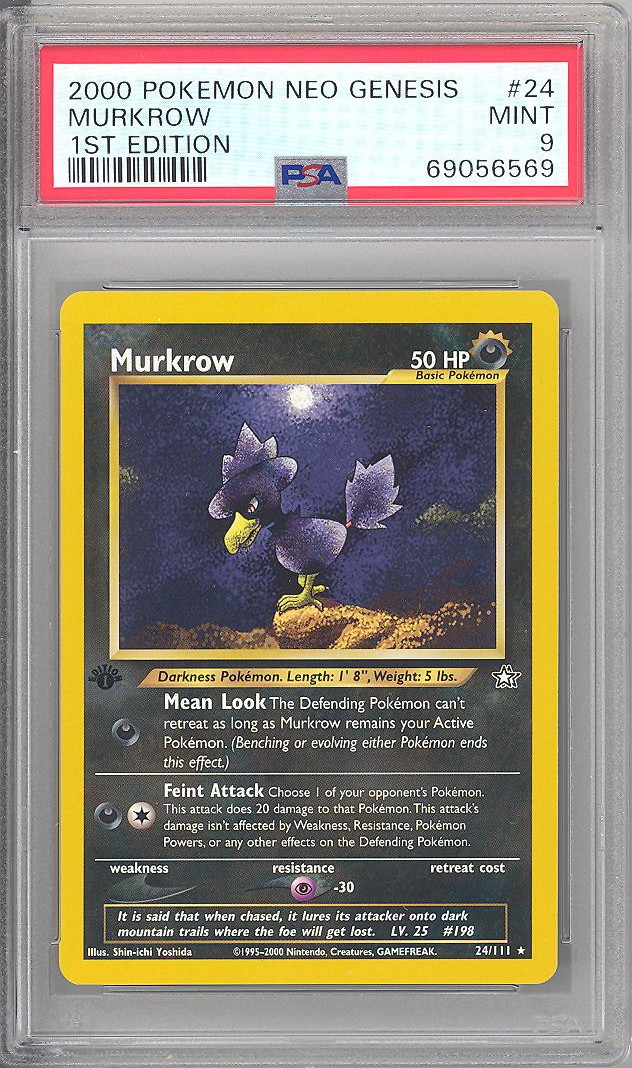 PSA 9 - Pokemon Card - Neo Genesis 24/111 - MURKROW (rare) *1st Edition* -  MINT