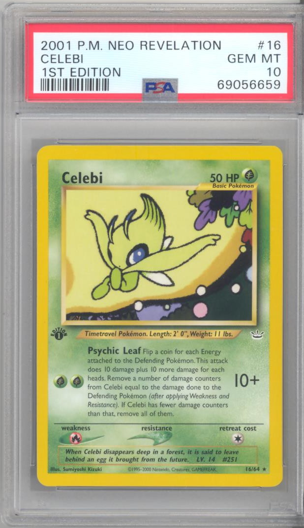 PSA 10 - Pokemon Card - Neo Revelation 16/64 - CELEBI (rare) *1st 