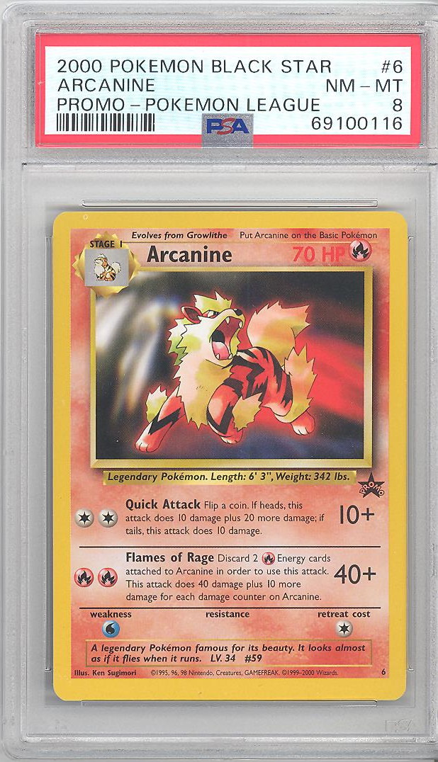 PSA 8 - Pokemon Card - Black Star Promo #6 - ARCANINE - NM-MT