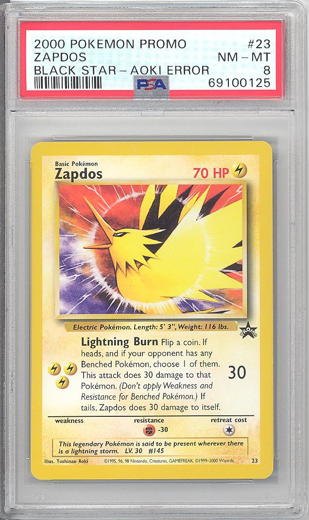 PSA 8 - Pokemon Card - Black Star Promo #23 - ZAPDOS - NM-MT