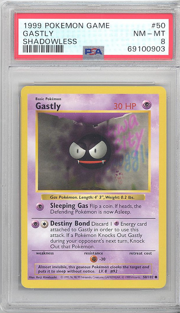 Psa 8 Pokemon Card Base 50 102 Gastly Common Shadowless Nm Mt Toys