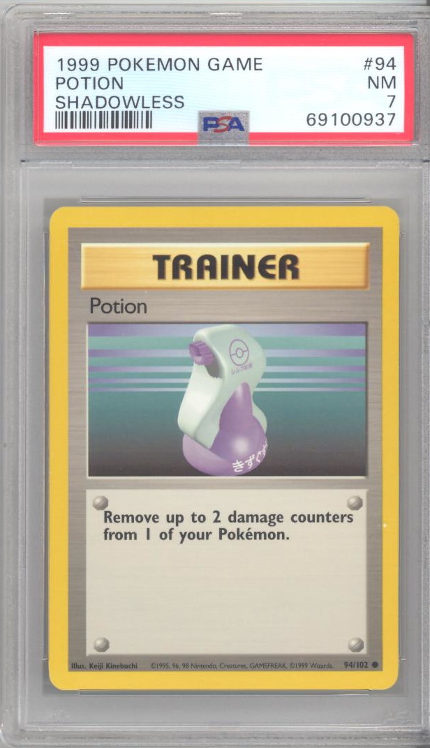 PSA 7 - Pokemon Card - Base 94/102 - POTION (common) *Shadowless