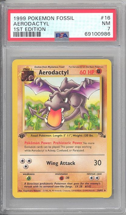 AERODACTYL - 16/62 - 1st Edition Fossil - Rare - Pokemon Card - NM