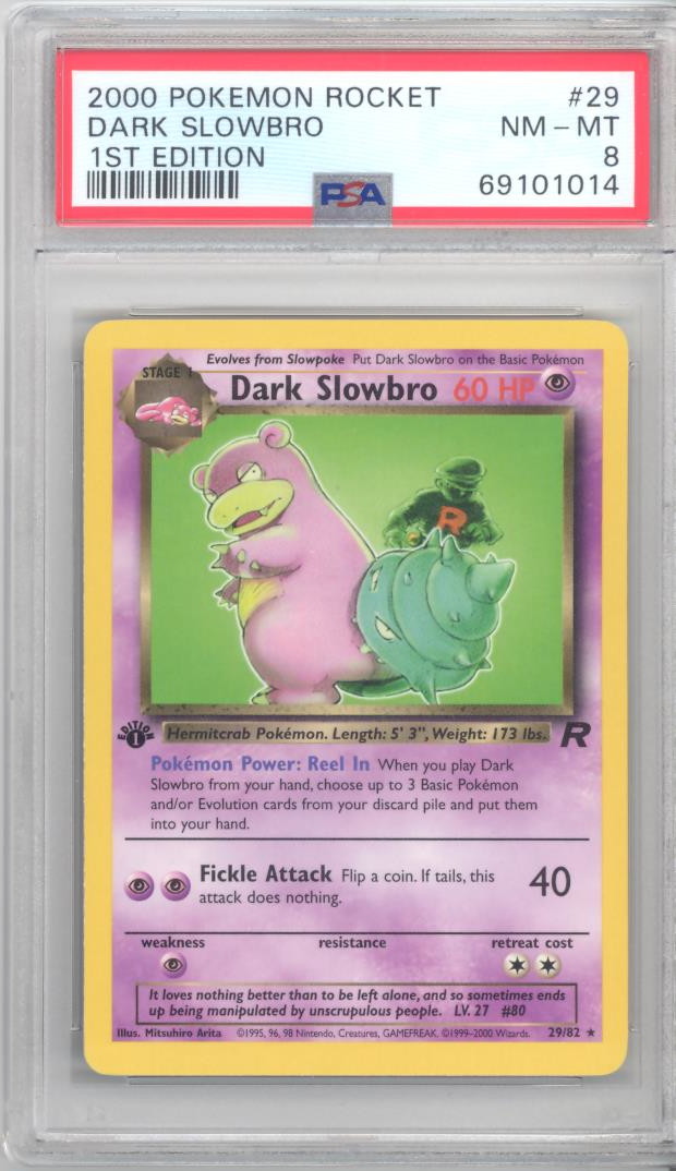 PSA 8 - Pokemon Card - Team Rocket 29/82 - DARK SLOWBRO (rare) *1st  Edition* - NM-MT