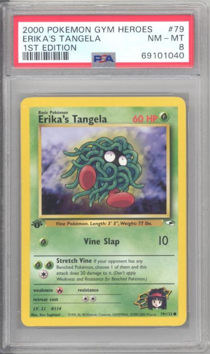 PSA 8 - Pokemon Card - Gym Heroes 79/132 - ERIKA'S TANGELA (common