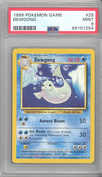 PSA 9 - Pokemon Card - Base 25/102 - DEWGONG (uncommon) - MINT