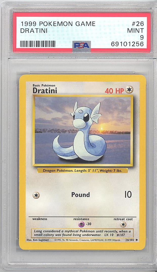 PSA 9 - Pokemon Card - Base 26/102 - DRATINI (uncommon) - MINT ...