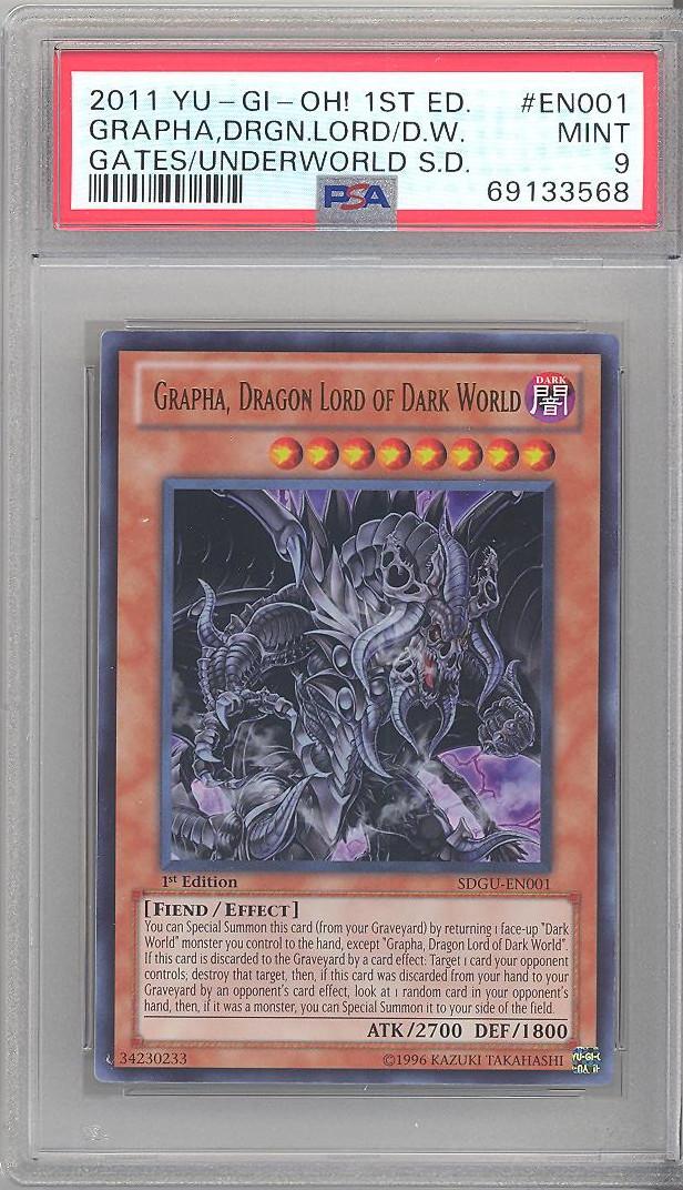 PSA 9 - Yu-Gi-Oh Card - SDGU-EN001 - GRAPHA, DRAGON LORD OF DARK WORLD (ultra rare holo) - MINT