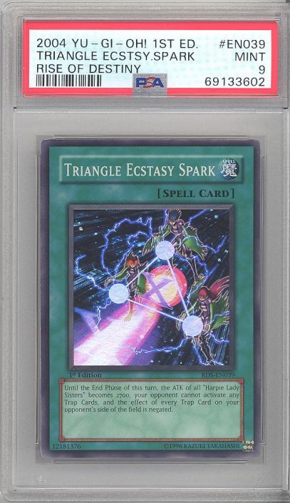 PSA 9 - Yu-Gi-Oh Card - RDS-EN039 - TRIANGLE ECSTASY SPARK (super rare  holo) *1st Edition* - MINT: BBToyStore.com - Toys, Plush, Trading Cards,  Action Figures & Games online retail store shop sale