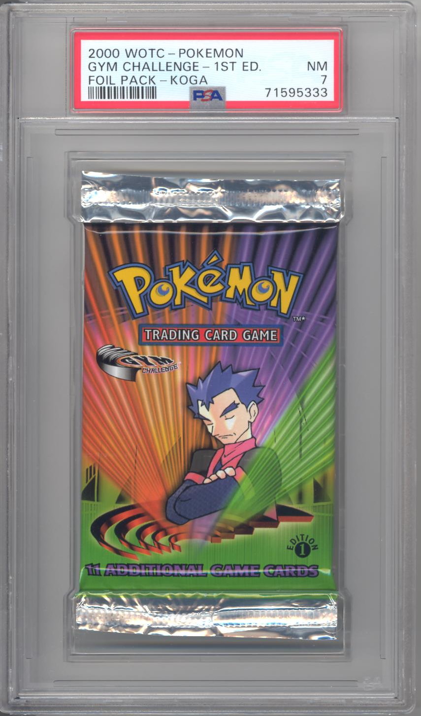 PSA 7 Pokemon Cards GYM CHALLENGE Booster Pack (1st Edition) Koga Artwork NM